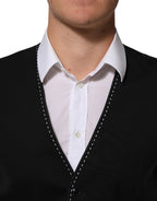 Dolce & Gabbana Black Wool Dress Formal Men Waistcoat Vest - Eljoys Fashion 