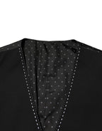 Dolce & Gabbana Black Wool Dress Formal Men Waistcoat Vest - Eljoys Fashion 