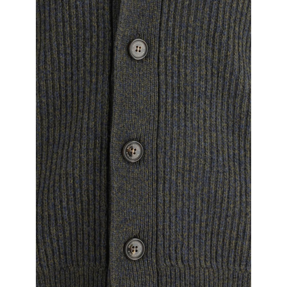 Brooksfield Green Fleece Wool Cardigan Brooksfield
