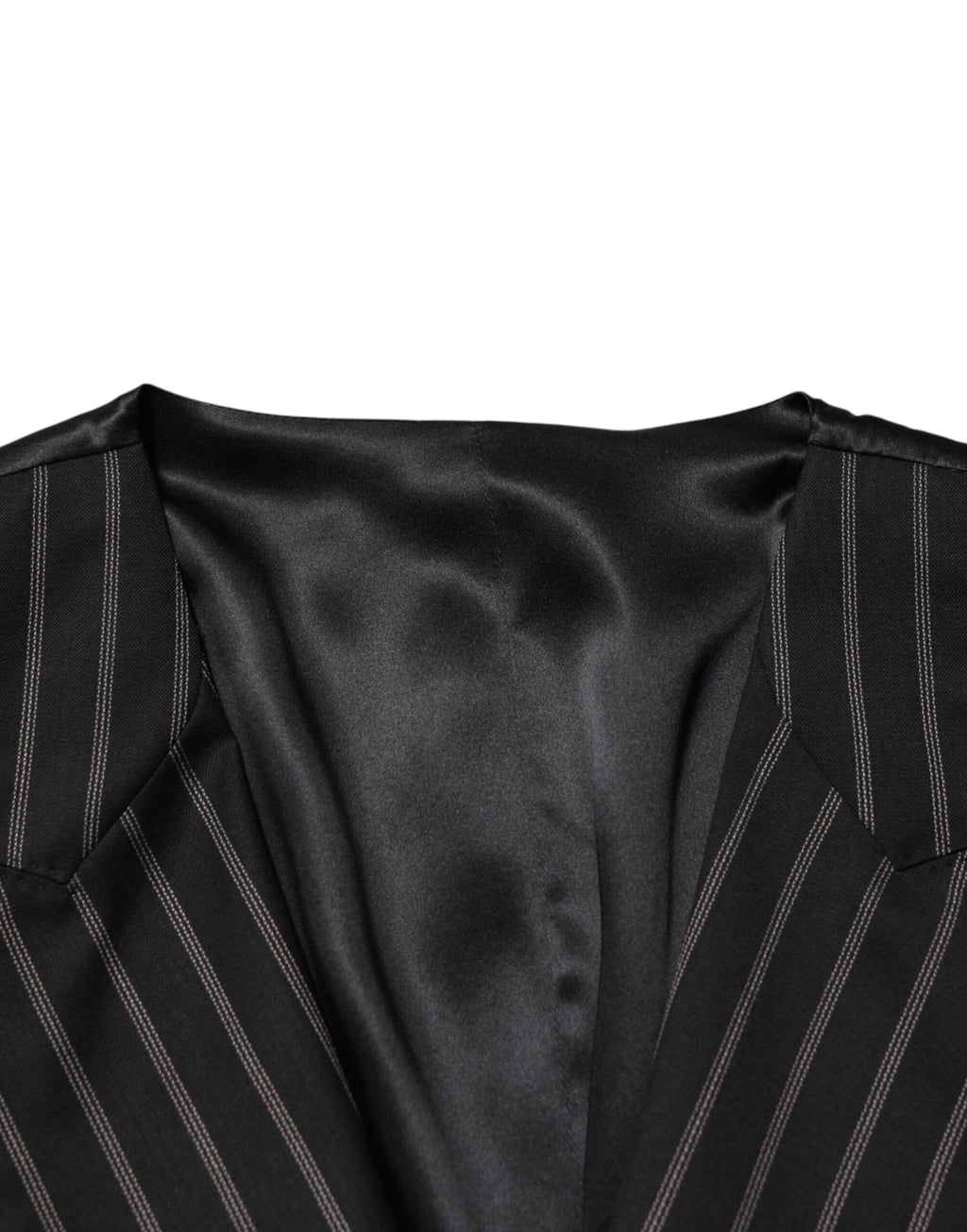 Dolce & Gabbana Black Stripes Wool Dress Men Waistcoat Vest - Eljoys Fashion 