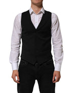 Dolce & Gabbana Black Polyester Dress Formal Waistcoat Vest - Eljoys Fashion 