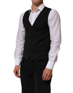 Dolce & Gabbana Black Polyester Dress Formal Waistcoat Vest - Eljoys Fashion 