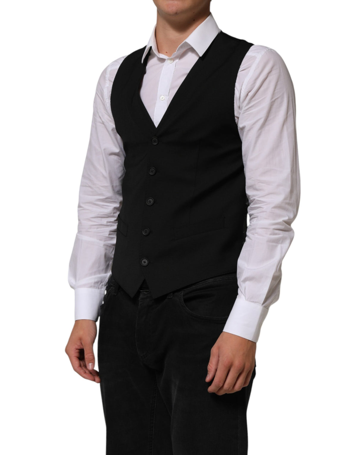Dolce & Gabbana Black Polyester Dress Formal Waistcoat Vest - Eljoys Fashion 