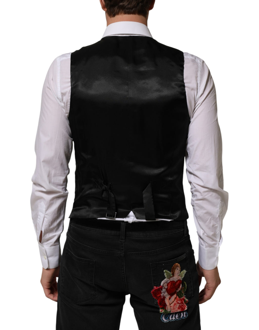 Dolce & Gabbana Black Polyester Dress Formal Waistcoat Vest - Eljoys Fashion 