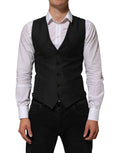 Dolce & Gabbana Black Wool Men Dress Formal Waistcoat Vest - Eljoys Fashion 