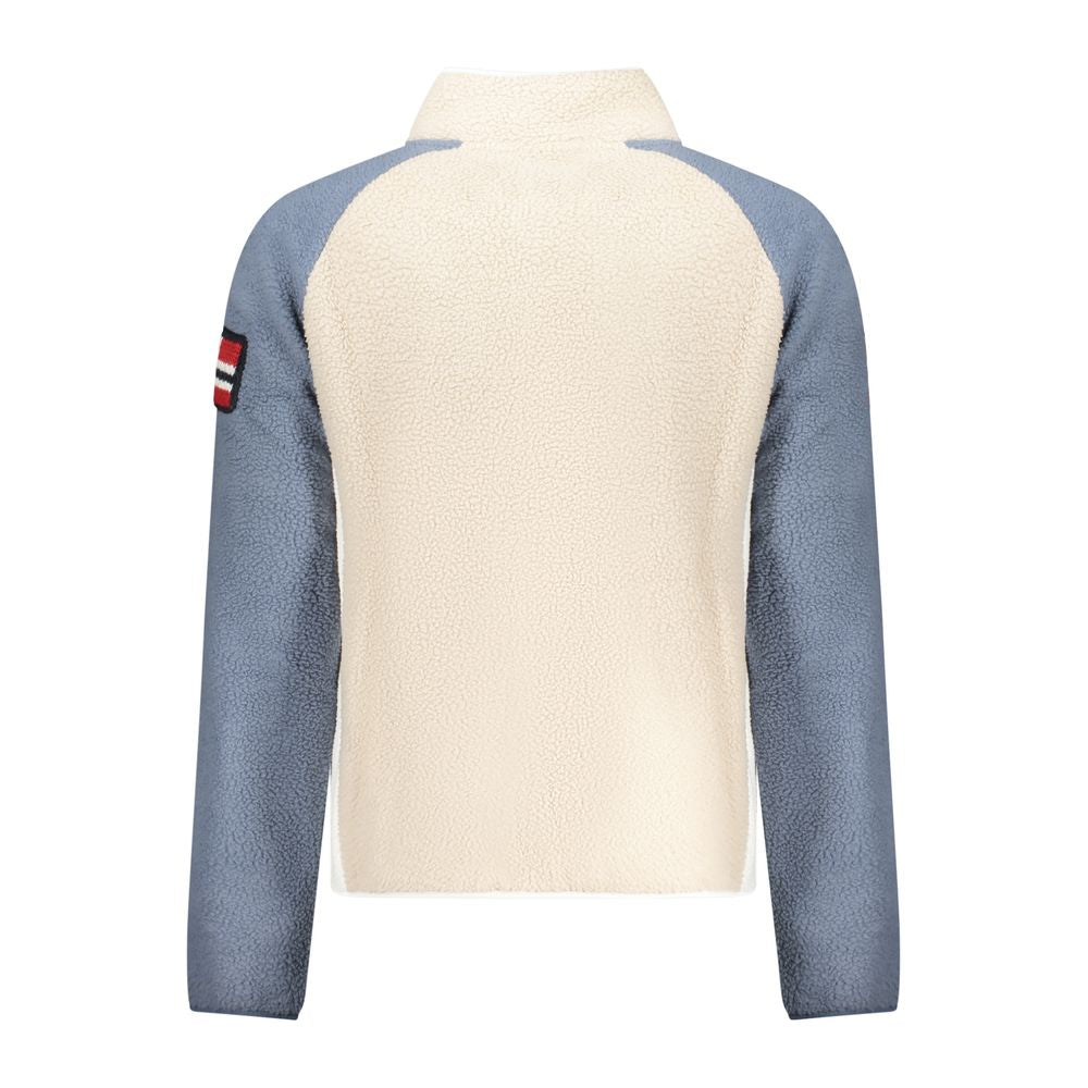 Norway 1963 beige polyester men's sweatshirt with a relaxed fit and crew neckline, displayed on a hanger.