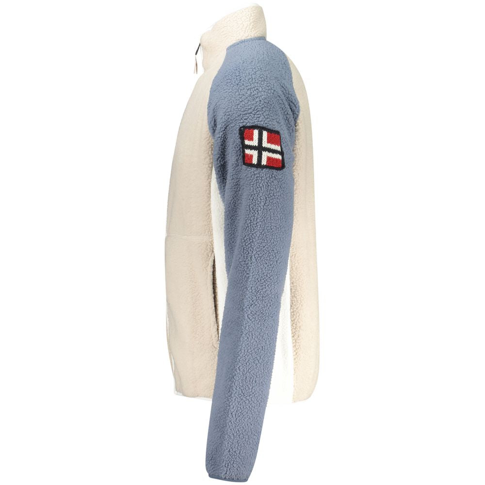 Norway 1963 beige polyester men's sweatshirt with a crew neck and long sleeves, casual and comfortable fit.