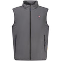 Norway 1963 Grigio polyester men's jacket displayed on a hanger, showcasing its sleek design and lightweight fabric.