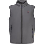 Norway 1963 Grigio polyester men's jacket displayed on a hanger, showcasing its sleek design and lightweight fabric.