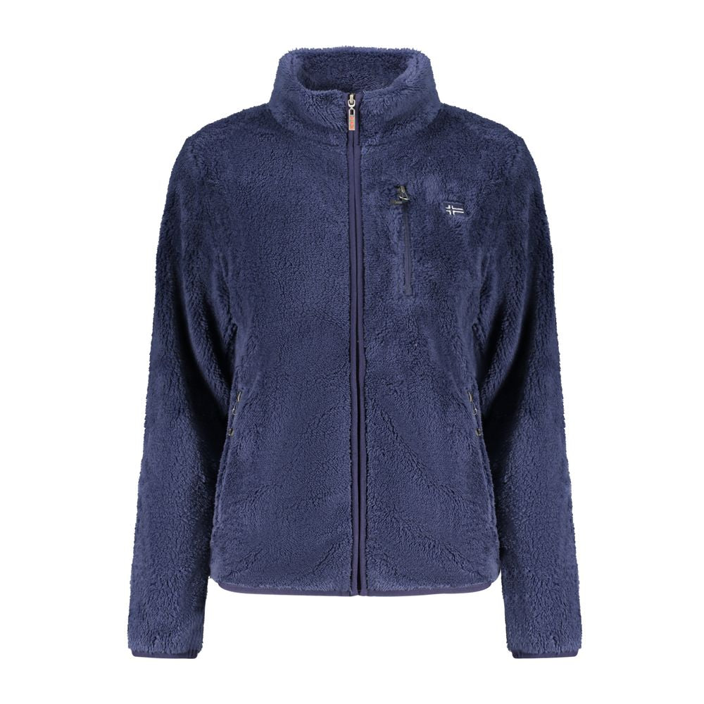 Norway 1963 blue polyester woman's sweatshirt with a relaxed fit and crew neckline, casual and comfortable everyday wear.