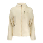 Norway 1963 Bianco polyester women's sweatshirt with a relaxed fit and crew neckline, displayed on a hanger.