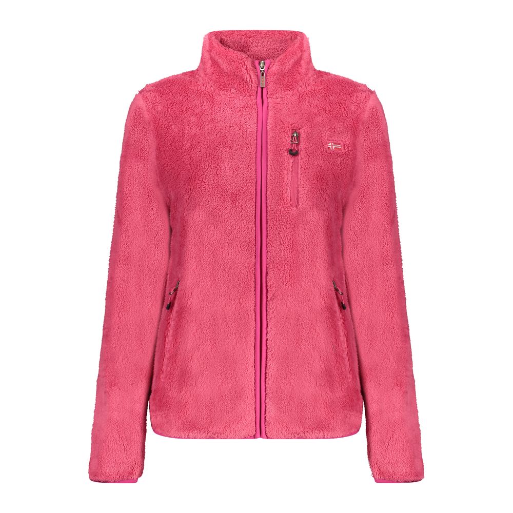 Norway 1963 Rosa polyester women's sweatshirt with a relaxed fit and crew neckline, displayed on a hanger.
