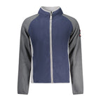 Norway 1963 blue polyester men's sweatshirt with long sleeves and crew neck, casual style, front view.