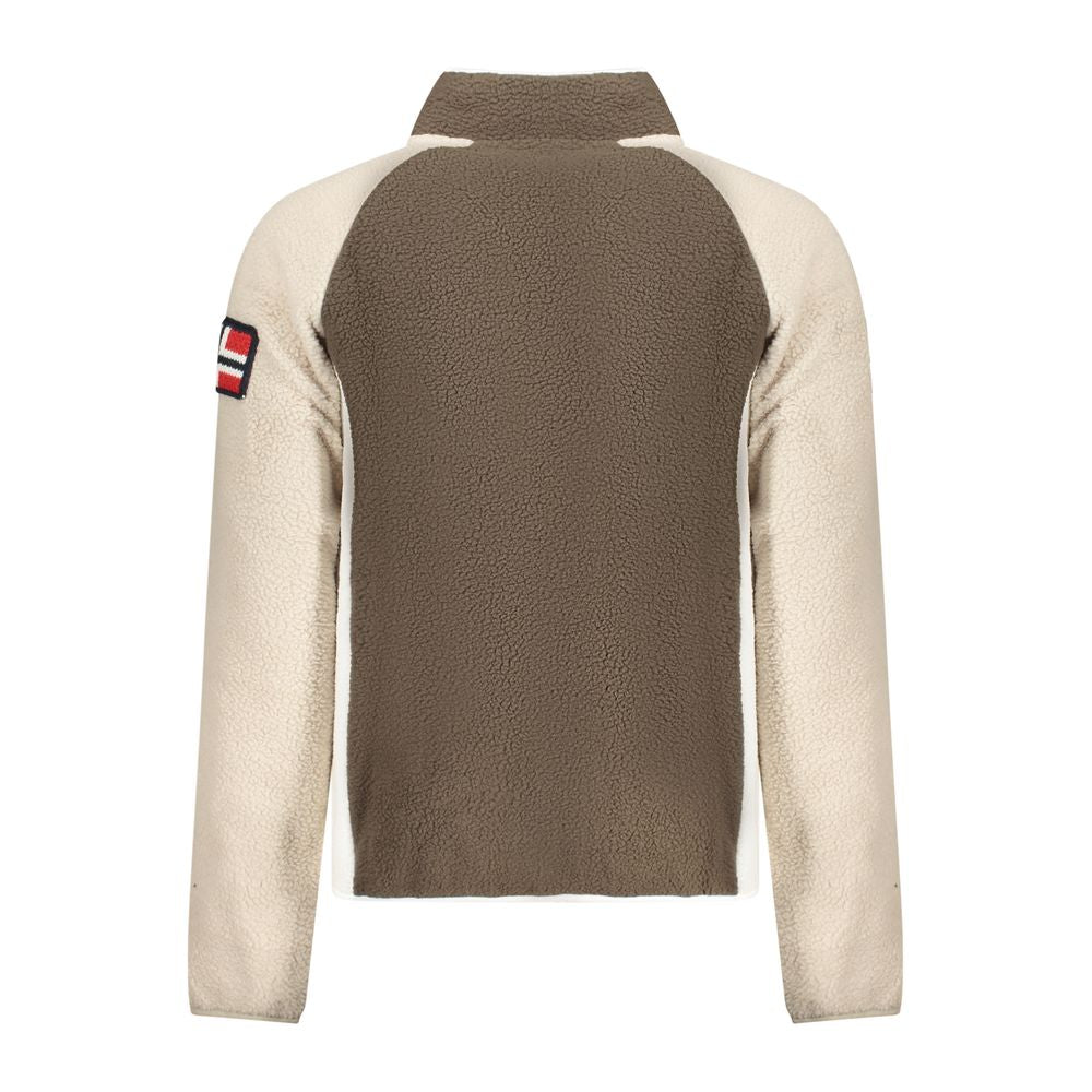 Norway 1963 Marrone polyester men's sweatshirt with a relaxed fit and crew neckline, displayed on a plain background.