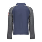Norway 1963 blue polyester men's sweatshirt with round neck and long sleeves, casual athletic style.