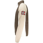 Norway 1963 Marrone polyester men's sweatshirt with a classic crew neck and long sleeves, displayed flat on a white background.