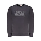Blue cotton men’s sweatshirt by Rifle featuring a relaxed fit and classic crewneck design.