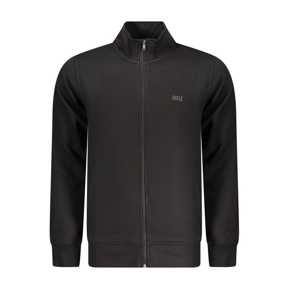 Black cotton men's sweatshirt from Rifle featuring a comfortable fit and casual style, ideal for everyday wear.