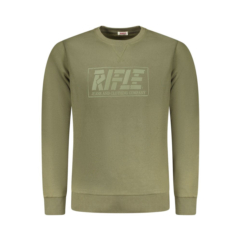 Green Rifle cotton men's sweatshirt with ribbed cuffs and crew neck, featuring a casual fit and classic design.