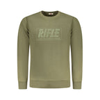 Green Rifle cotton men's sweatshirt with ribbed cuffs and crew neck, featuring a casual fit and classic design.