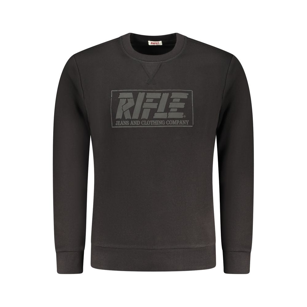 Black cotton men's sweatshirt by Rifle featuring a casual fit and minimal design, perfect for everyday wear.