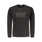 Black cotton men's sweatshirt by Rifle featuring a casual fit and minimal design, perfect for everyday wear.