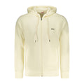 White cotton men's hoodie sweatshirt by Rifle featuring a casual fit and ribbed cuffs, ideal for everyday wear.
