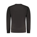 Black cotton men's sweatshirt with Rifle logo, casual fit, long sleeves, and ribbed cuffs and hem.