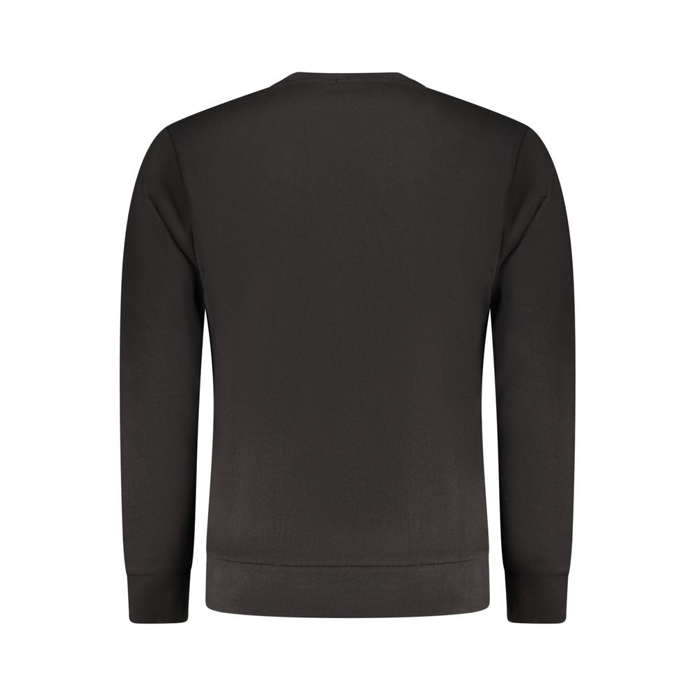 Black cotton men's sweatshirt with Rifle logo, casual fit, long sleeves, and ribbed cuffs and hem.