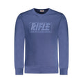 Blue cotton men's sweatshirt by Rifle featuring a comfortable fit and casual style, displayed flat on a white background.