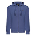 Blue cotton men's hoodie by Rifle featuring a casual fit and hood with front pockets, perfect for everyday wear.