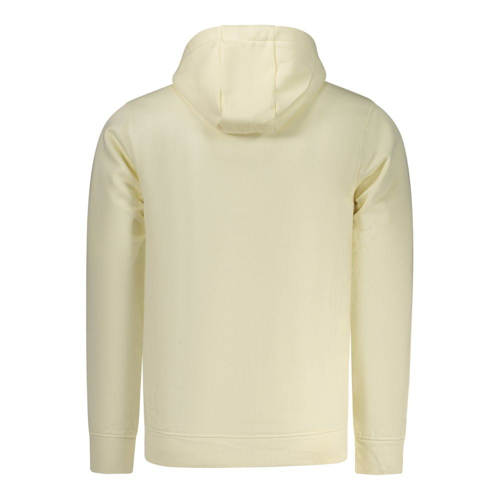 White cotton men's sweatshirt by Rifle featuring a classic fit and ribbed cuffs, shown on a model.