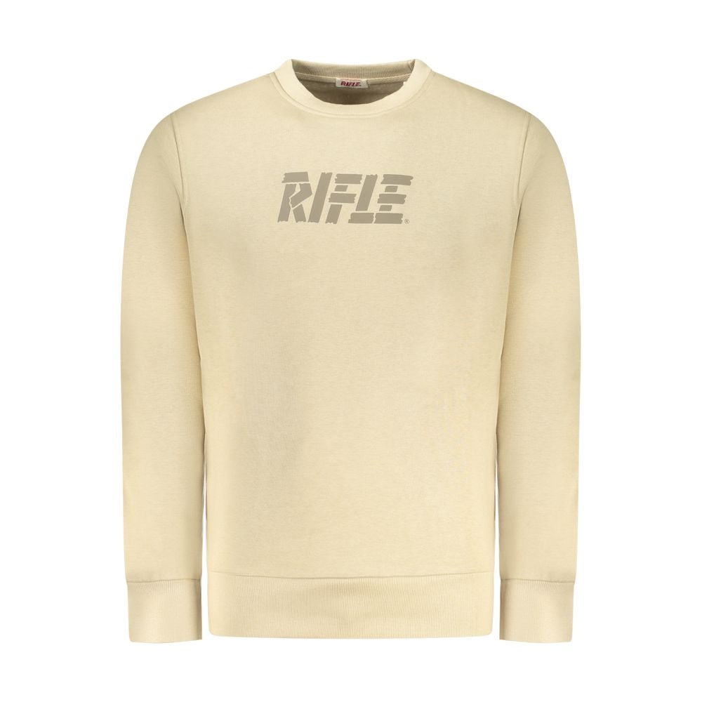 Rifle beige cotton men's sweatshirt featuring a casual fit and ribbed cuffs, perfect for comfortable everyday wear.