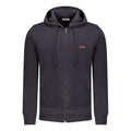 Blue cotton men's hooded sweatshirt by Rifle, featuring a casual fit and front pocket, perfect for everyday wear.