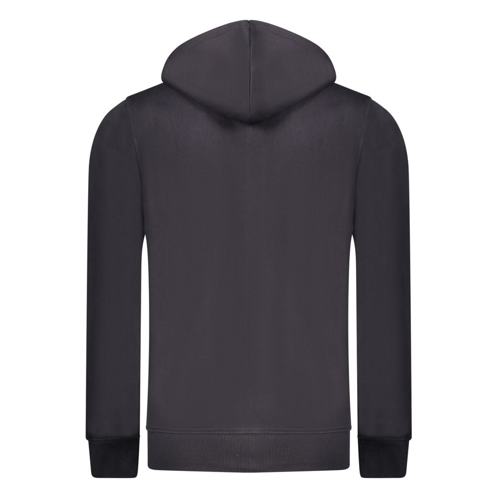 Blue cotton men's hooded sweatshirt by Rifle with a front pocket and adjustable drawstrings, casual and comfortable for everyday wear.