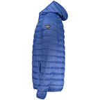 Armata Di Mare men's blue poliammide jacket displayed on a hanger, showcasing its sleek design and lightweight fabric.