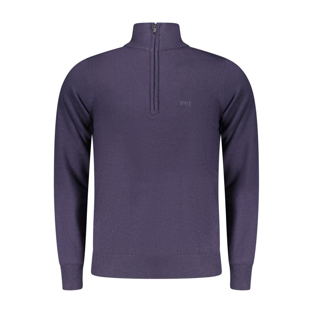 Rifle Blu Polyester men's sweater featuring a classic crewneck design and textured fabric, ideal for casual wear.