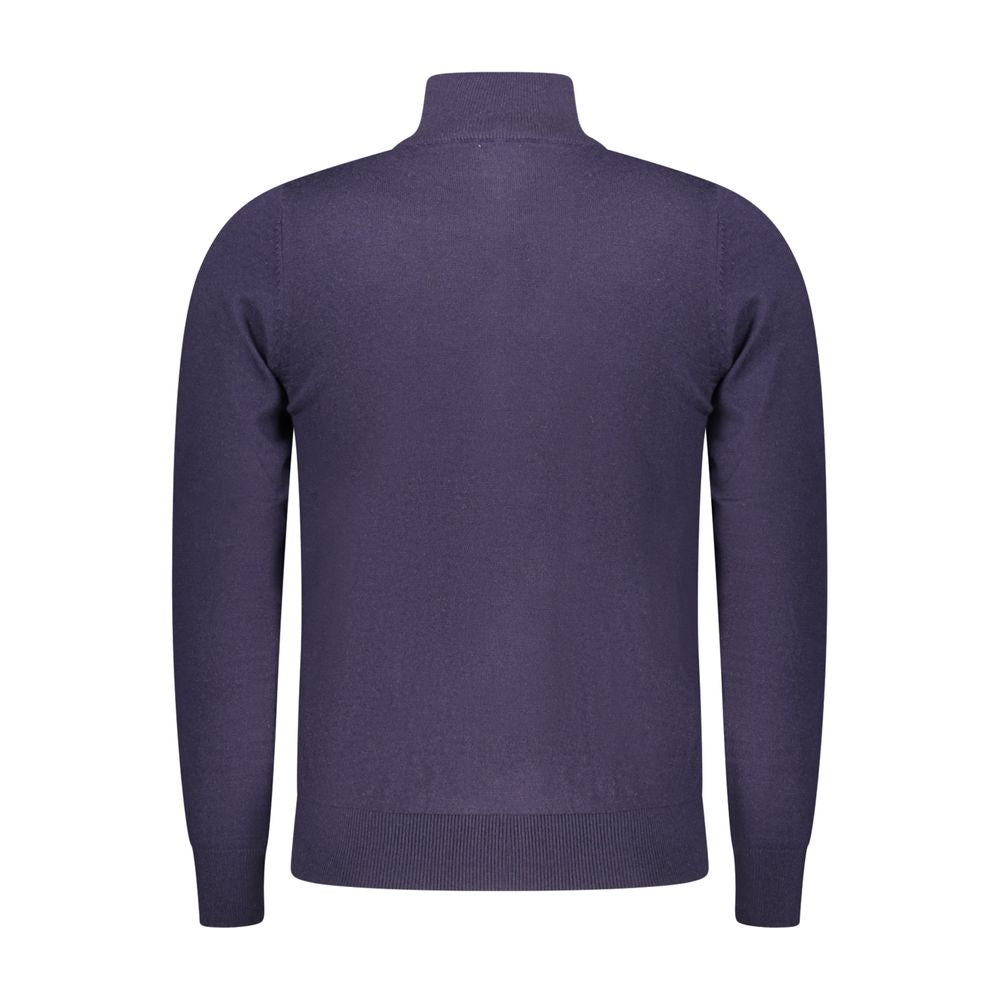 Rifle Blu polyester men's sweater featuring a classic crew neck and ribbed cuffs, styled for casual wear.