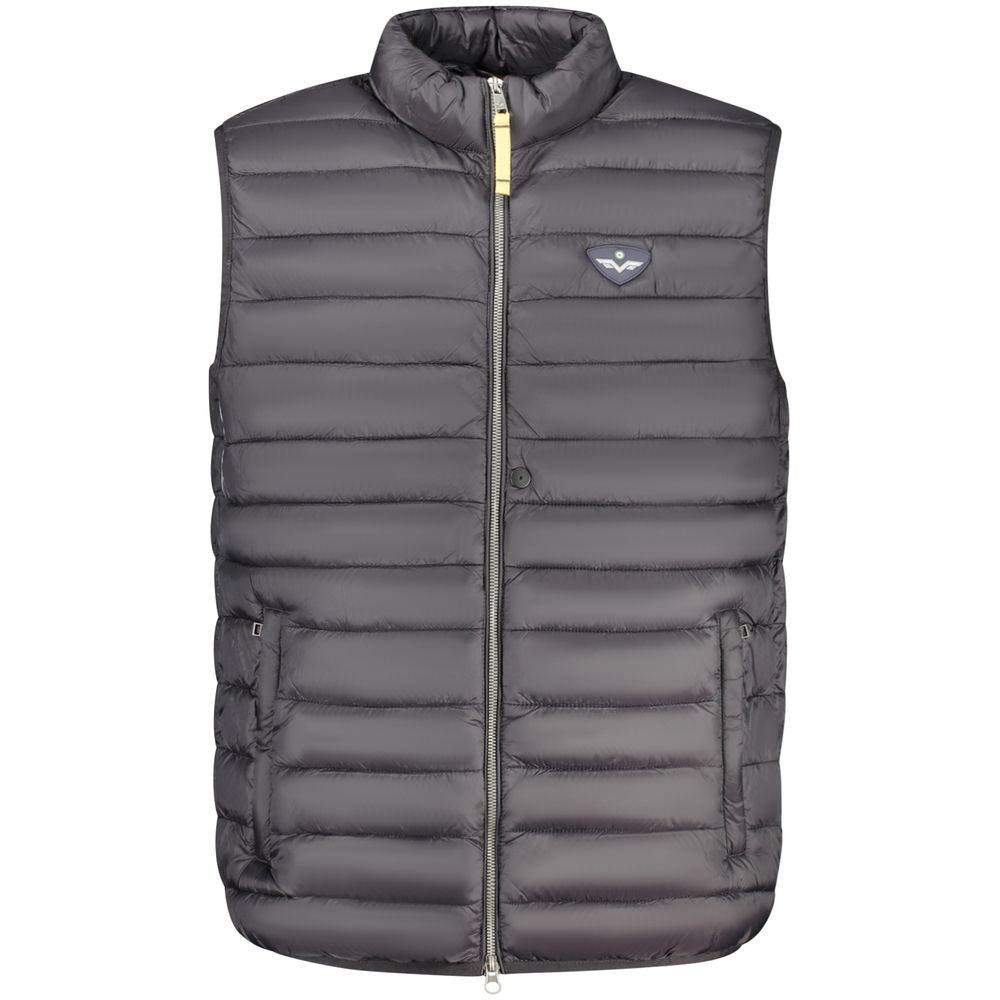 Armata Di Mare black polyamide men's jacket with front zipper and stand collar, casual outerwear for men.