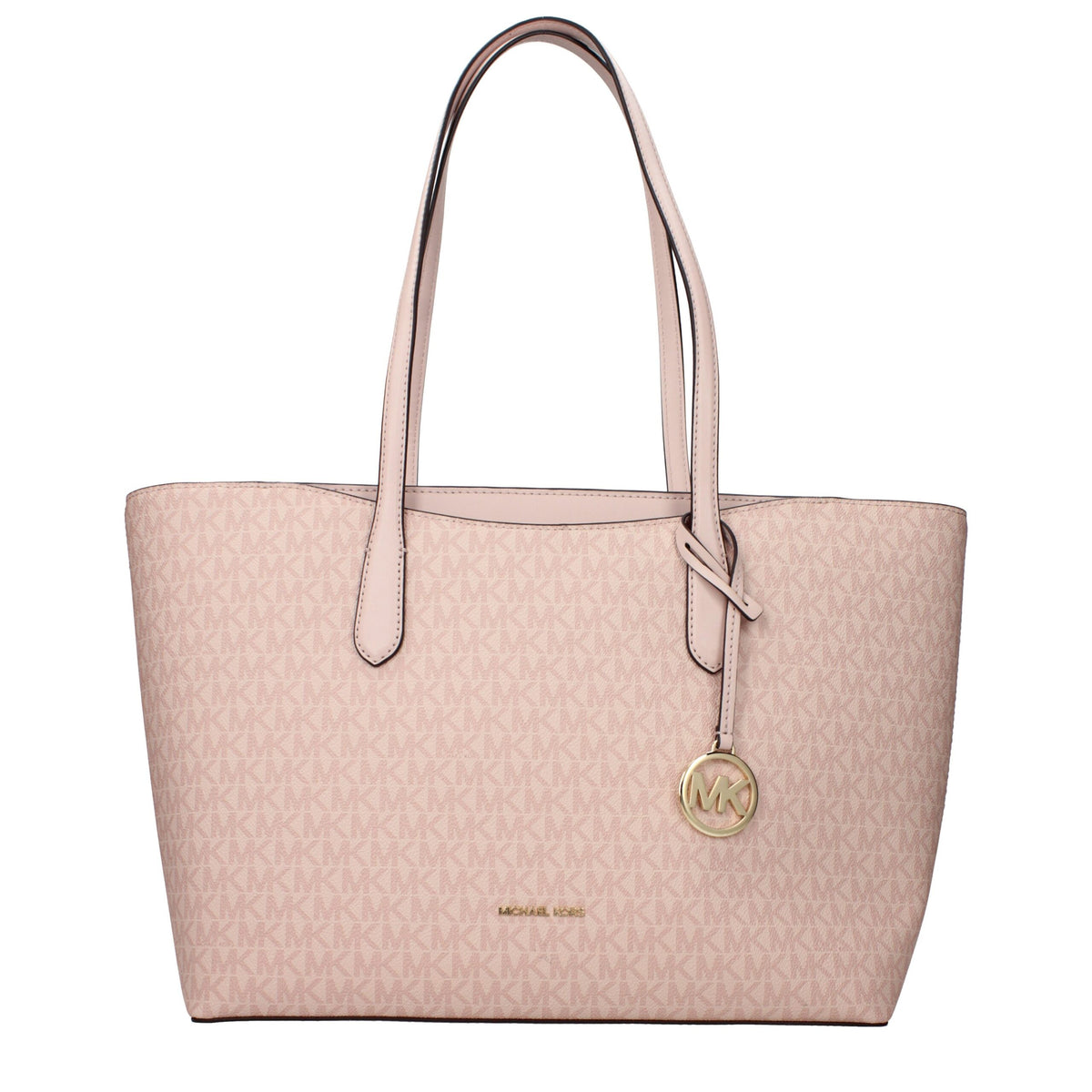 Michael Kors Pink Fabric Shoulder Bag with adjustable strap and subtle logo detailing, perfect for casual or chic outfits.