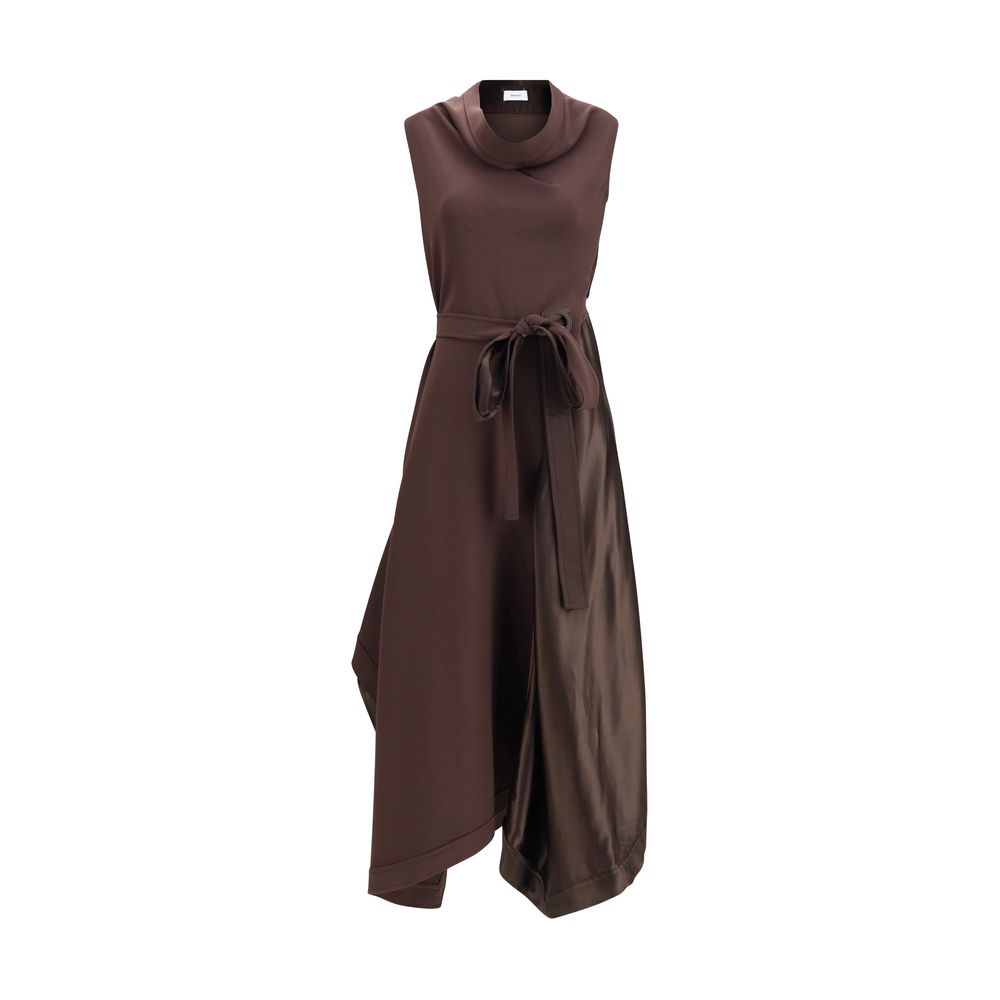 Ferragamo Brown Viscose Cocktail Dress Ferragamo