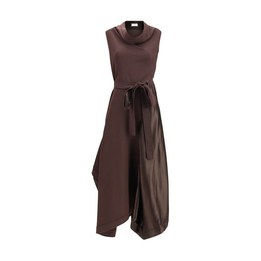 Ferragamo Brown Viscose Cocktail Dress Ferragamo