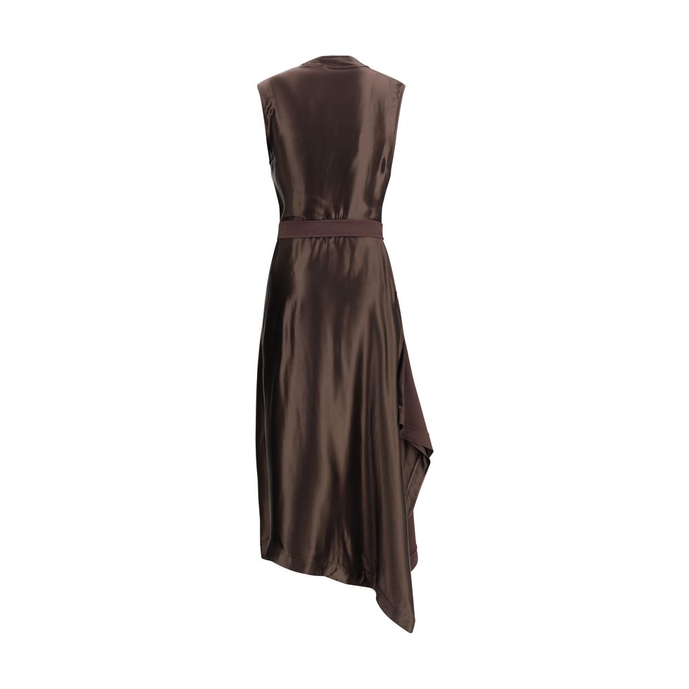 Ferragamo Brown Viscose Cocktail Dress Ferragamo