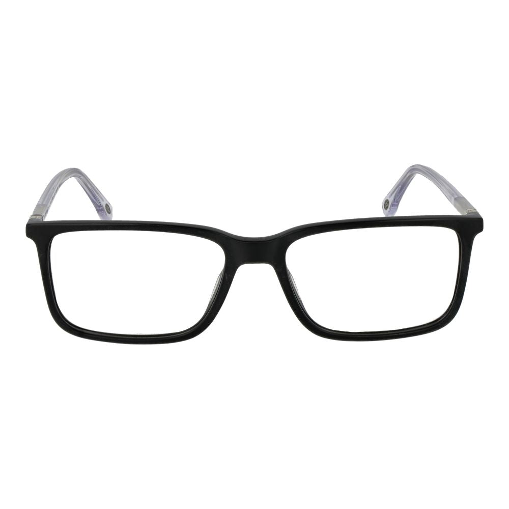 Land Rover black acetate eyeglass frames with a sleek, modern design, showcasing the stylish and durable eyewear.