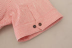 Dolce & Gabbana Red White Striped Cotton Short Sleeve Shirt