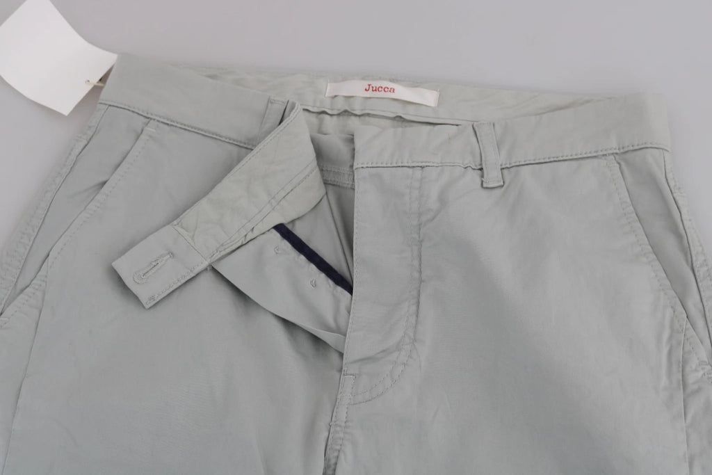Jucca Cotton Gray High Waist Skinny Cropped Trousers Pants - Eljoys Fashion 