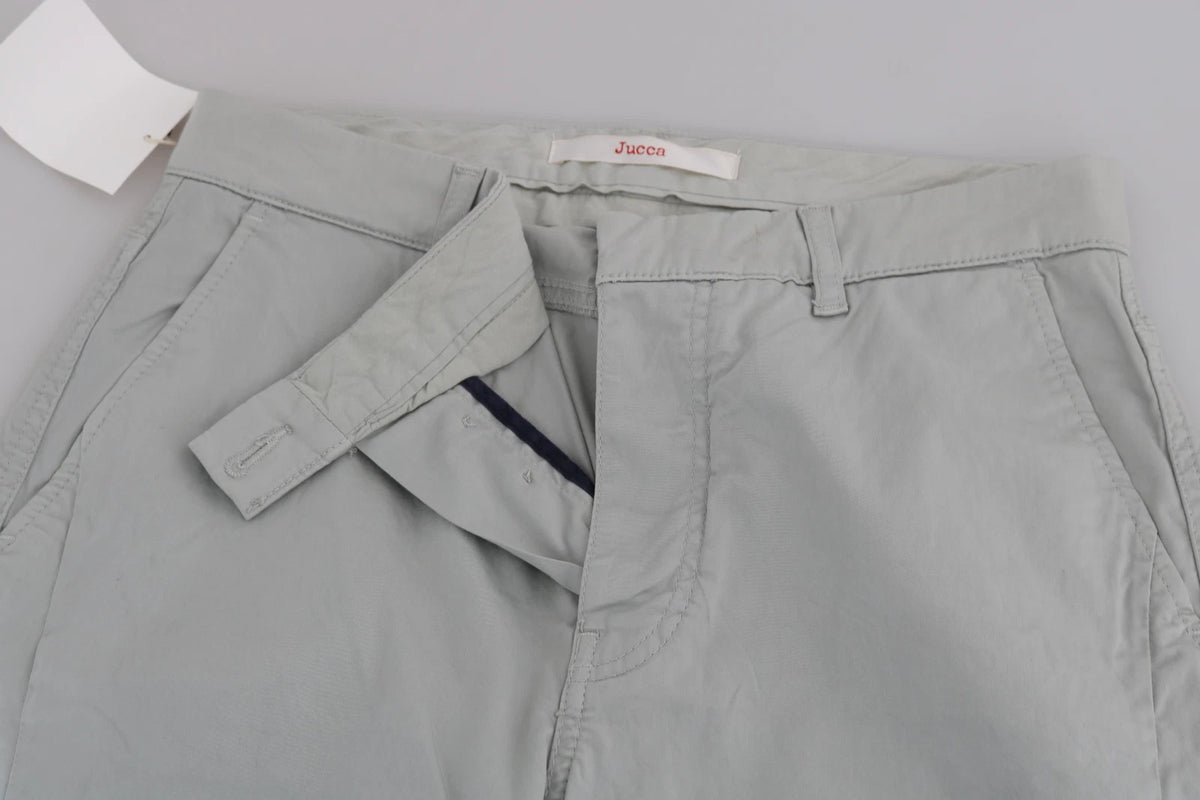 Jucca Cotton Gray High Waist Skinny Cropped Trousers Pants - Eljoys Fashion 