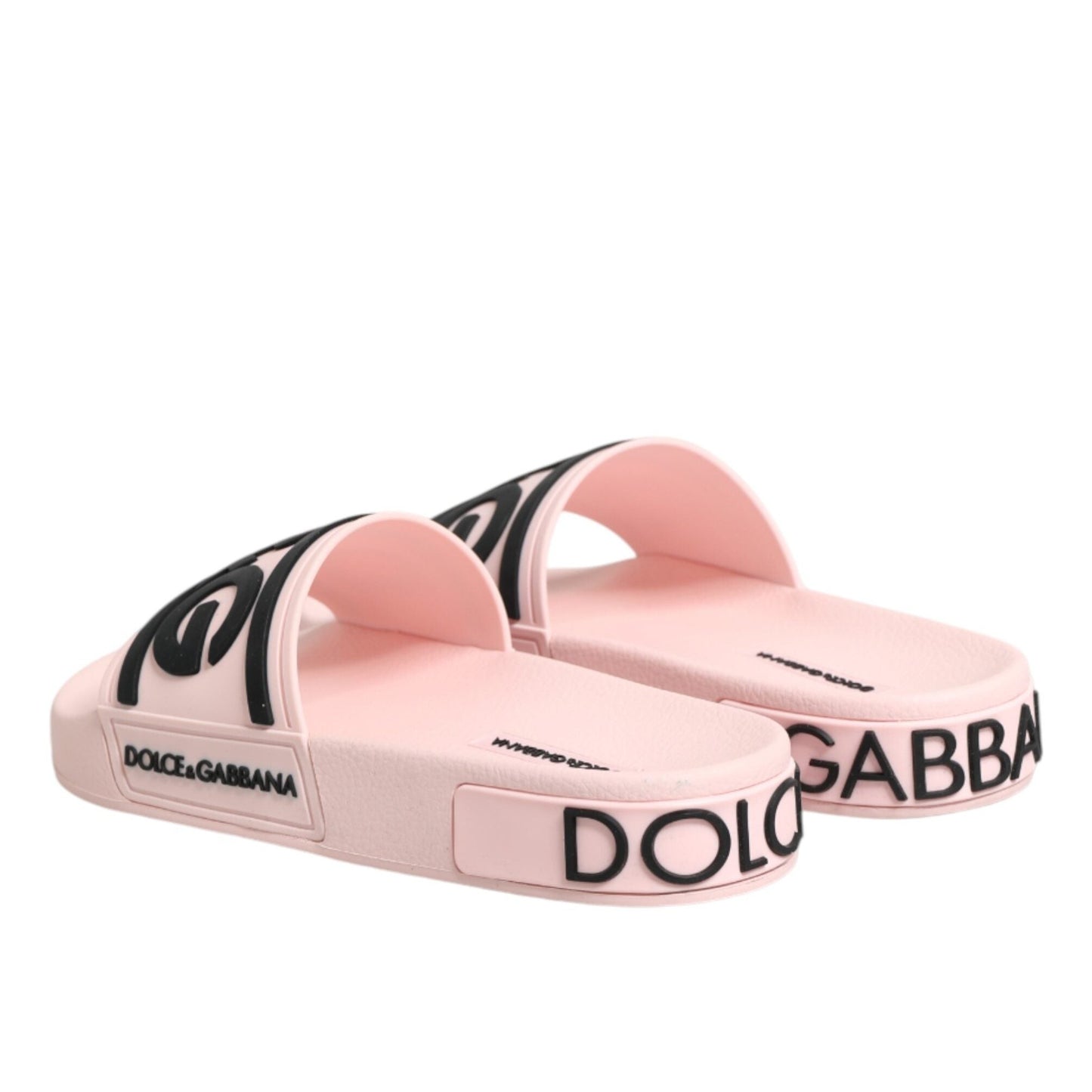 Dolce & Gabbana Pink Rubber Slides Sandals Beachwear Shoes