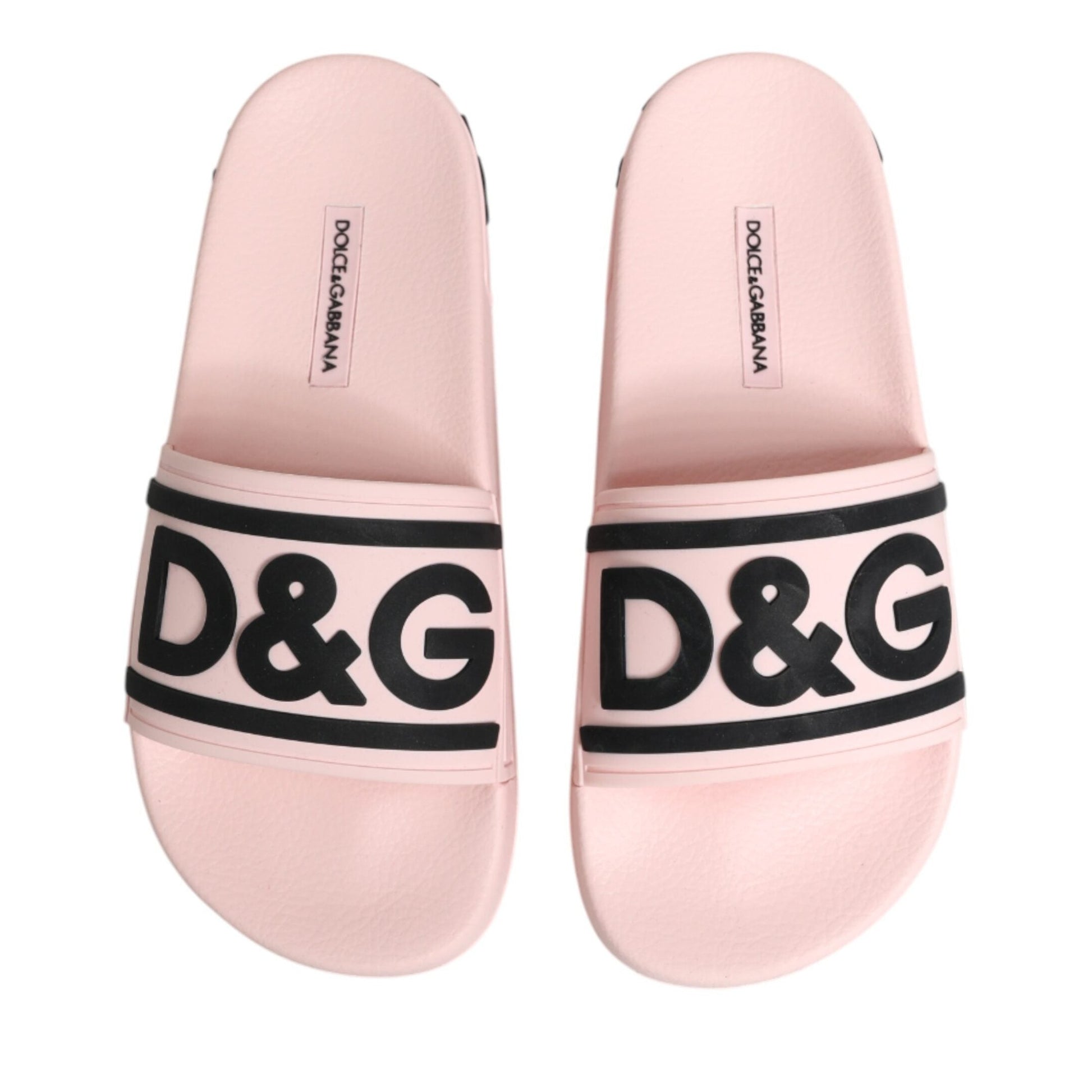 Dolce & Gabbana Pink Rubber Slides Sandals Beachwear Shoes