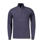 Coveri Moving blue viscose men's sweater with a comfortable fit, featuring a classic crewneck design and soft fabric.